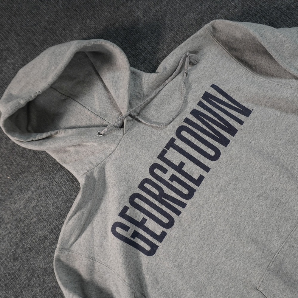 Champion Georgetown Hoodie Mens Medium Gray Pullover Sweatshirt Hoya Logo 6340
